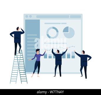 Geschäftsleute analytics Graph auf Monitor und People Business Team, das Konzept. Stock Vektor