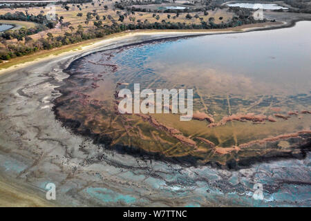 Pantanal Landschaft während der trockenen Jahreszeit, Luftaufnahme, Brasilien, August 2010. Stockfoto