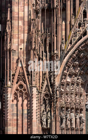 Straßburger Münster, Cathédrale Notre-Dame de Strasbourg, Westfassade, Detail Stockfoto