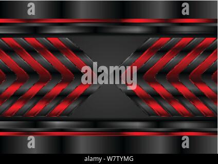 Rot und Schwarz glänzend Pfeile abstrakten technischen Hintergrund. Dark Metal futuristische vektor design Stock Vektor