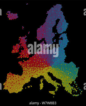 Europa Karte. Rainbow farbige Muster mit bunten Kugeln. Symbolisch für eine multikulturelle, tolerant, liberal und glücklich Organisation. Stockfoto