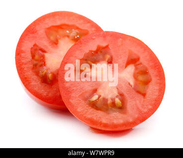 In Scheiben geschnitten ​​Tomatoes auf weißem Hintergrund Stockfoto