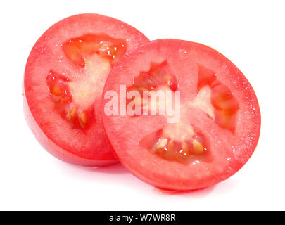 In Scheiben geschnitten ​​Tomatoes auf weißem Hintergrund Stockfoto