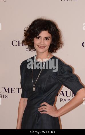 Die französische Schauspielerin Audrey Tautou besucht eine Werbeveranstaltung der Französischen Schmuck- und Uhrenmarke Chaumet an einer Boutique von chaumet in Hongkong, China, 9A Stockfoto