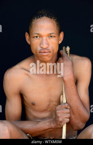 Portrait von naro San Buschmänner, Kalahari, Ghanzi region, Botswana, Afrika, Oktober 2014. Stockfoto