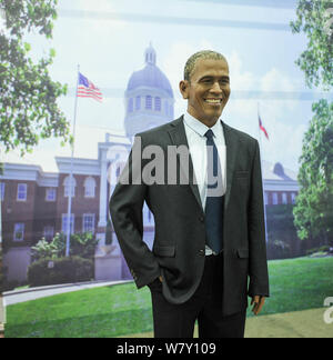 Eine Wachsfigur des ehemaligen amerikanischen Präsidenten Barack Obama ist auf dem Display zu einem Wax Museum in Shenyang City, im Nordosten der chinesischen Provinz Liaoning, 6 März 20 Stockfoto