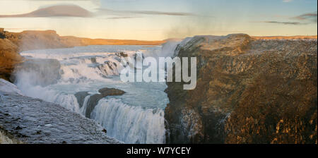 Gullfoss Wasserfall im Winter, Island Stockfoto