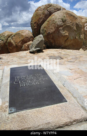 Welten, Grab von Cecil Rhodes, Matobo Hills, Simbabwe. Januar 2011. Stockfoto