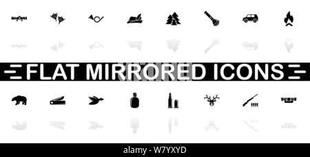 Jagd Symbole - schwarzes Symbol auf weißem Hintergrund. Einfache Abbildung. Flache Vektor Icon. Spiegelbild Schatten. In logo, Web, Mobile ein Stock Vektor
