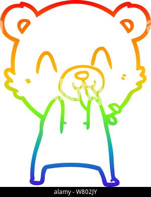 Rainbow abstufungslinie Zeichnung eines unhöflich Cartoon bear Stock Vektor