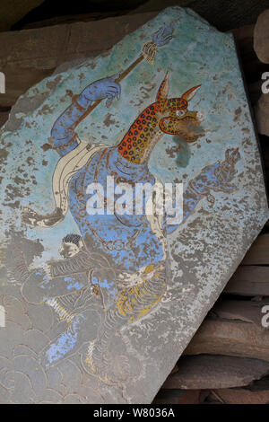 Traditionelle Tibetische buddhistische Kunstwerke, Serxu, Shiqu County, Provinz Sichuan, Qinghai Plateau, China. August 2010. Stockfoto