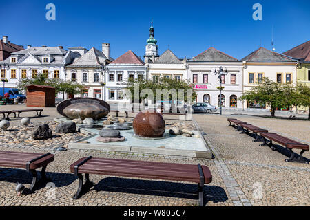 Náměstí Míru, Bruntál, Moravskoslezský kraj, Slezsko, Ceska Republika/Hauptplatz, Stadt Bruntal, Mähren, Schlesien, Opava, Tschechische Republik Stockfoto