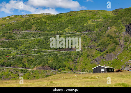 Panoramablick auf die Nationalen norwegischen Scenic route Gaularfjellet nördlich von myrkdalen in Norwegen Skandinavien (N13) Stockfoto