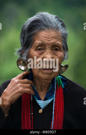 Tagin Frau, Tagin Stamm, Arunachal Pradesh, North East India, November 2014. Stockfoto