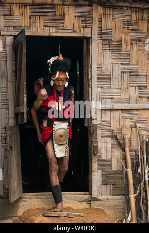 Chang Naga Mann in festival Kleid, Tuensang Bezirk. Nagaland, North East India, Oktober 2014. Stockfoto