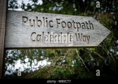 Calderdale Weise Zeichen an Hardcastle Crags, nahe, Hebden Bridge Calderdale, West Yorkshire, UK. Stockfoto