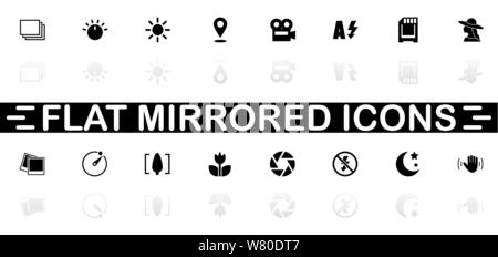 Foto Modus Symbole - schwarzes Symbol auf weißem Hintergrund. Einfache Abbildung. Flache Vektor Icon. Spiegelbild Schatten. In logo, Web, Mobile verwendet werden. Stock Vektor