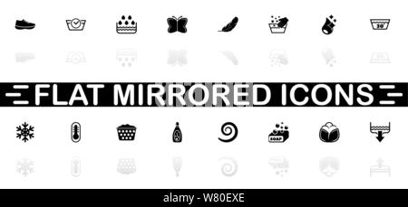 Waschen Symbole - schwarzes Symbol auf weißem Hintergrund. Einfache Abbildung. Flache Vektor Icon. Spiegelbild Schatten. In logo, Web, Mobile ein Stock Vektor