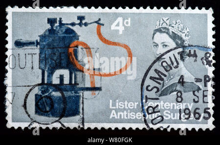 Großbritannien Briefmarke - Lister Centenary antiseptische Chirurgie Stockfoto