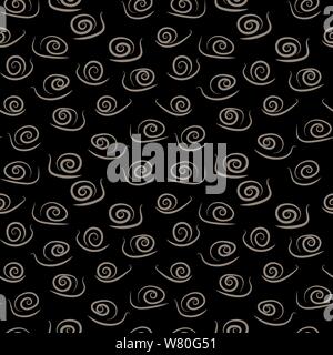 Die nahtlose Vektor Muster mit einfachen stilisierte Schnecken auf dunklem Hintergrund Stock Vektor