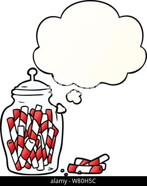 Cartoon jar von Candy mit Gedanken Blase in glatten Farbverlauf Stock Vektor