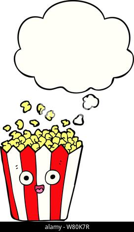 Cartoon Popcorn mit Gedanken Blase Stock Vektor