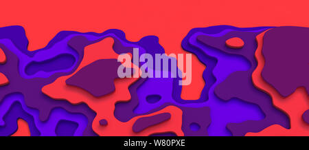 3D-Landschaft Papier schneiden Stil. Gebogene Formen mit rot lila Gradienten. Abstrakte geometrische Linien Muster Hintergrund Kunst Illustration für Deckel, Design, Stockfoto