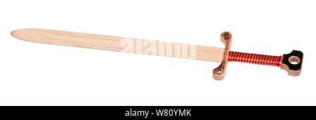 Der Holz- Ritter Schwert isoliert auf weißem Hintergrund Stockfoto