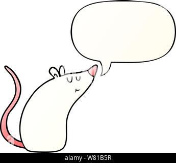 Cartoon weiße Maus mit Sprechblase in glatten Farbverlauf Stock Vektor
