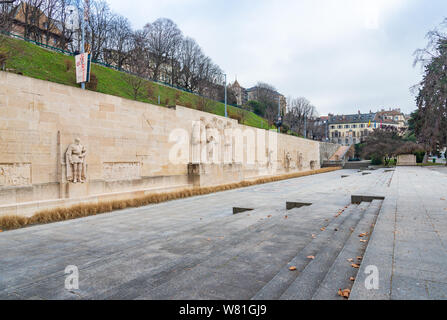 Internationalen Monument der Reformation an der Wand, eine monumentale Hommage im Parc des Bastions (Bastionen Park). Stockfoto
