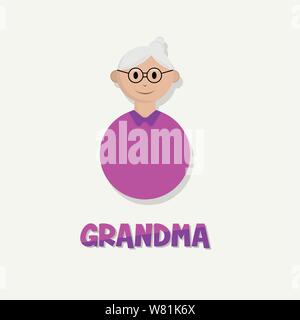 Menschen oldman Symbol, Oma cartoon Vektor mit lila Kleid Stock Vektor