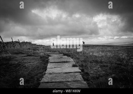 Spaziergänger auf Buckden Hecht, Yorkshire Dales National Park, Obere Wharfedale, North Yorkshire, England, Großbritannien Stockfoto