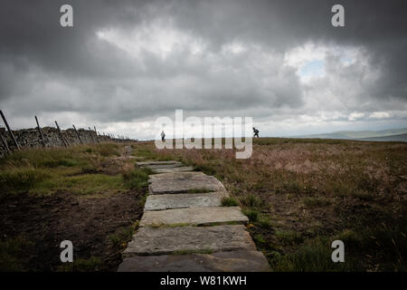 Spaziergänger auf Buckden Hecht, Yorkshire Dales National Park, Obere Wharfedale, North Yorkshire, England, Großbritannien Stockfoto