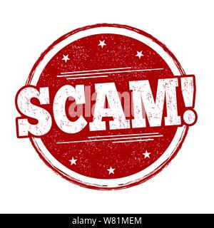 Scam Zeichen oder Stempel auf weißem Hintergrund, Vector Illustration Stock Vektor