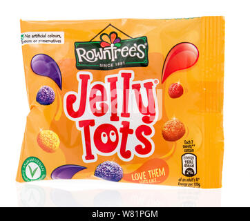 Winneconne, WI - 10 Juli 2019: ein Paket von Towntrees Jelly Tots candy auf einem isolierten Hintergrund Stockfoto