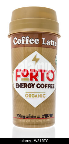 Winneconne, WI - 21. Juli 2019: eine Flasche Forto Energie Kaffee bio Kaffee Latte auf einem isolierten Hintergrund Stockfoto