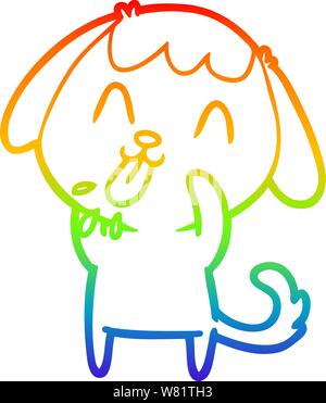 Rainbow abstufungslinie Zeichnung eines Rude dog Cartoon Stock Vektor