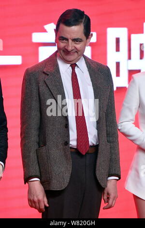 Englisch Schauspieler Rowan Atkinson spielt Mr. Bean während einer Premiere für seinen Film "Top lustige Komiker' in Peking, China, 19. März 2017. Stockfoto