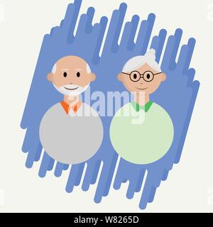 Menschen oldman Symbol, Opa und Oma mit blauem Hintergrund Stock Vektor