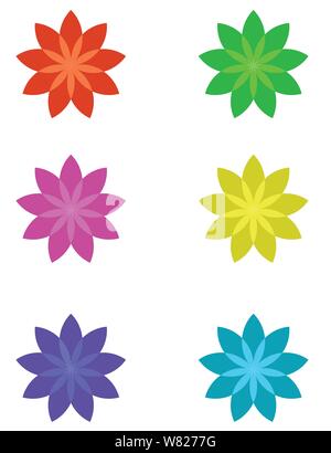 Vielzahl von bunten Blumen im flachen Stil Stock Vektor