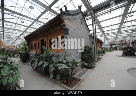 Blick auf ein Hallenbad Smog- Garten, der von einem Bergwerk in Qixian Grafschaft errichtet, Jinzhong City, North China Provinz Shanxi, 9. Dezember 2016. Eine co Stockfoto