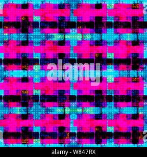 Psychedelic Rosa Blau und schwarze Polygone. Geometrische Hintergrund. grunge Effekt Stock Vektor