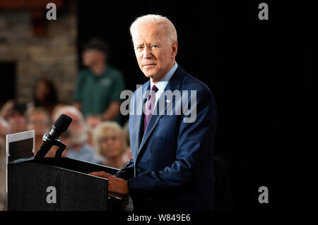 Der ehemalige Vizepräsident Joe Biden sprach auf einer Veranstaltung in der Scheune auf dem Grat. Stockfoto