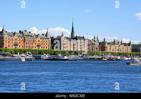 Blick auf die Skyline und den Hafen von Stockholm, Schweden Stockfoto