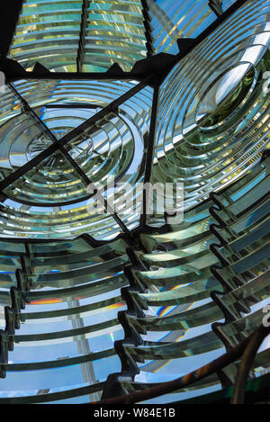 Leuchtturm Fresnal objektiv prismatischem Glas in der historischen Jupiter Inlet Leuchtturm in Jupiter, Florida an der Atlantikküste von Palm Beach County. (USA) Stockfoto