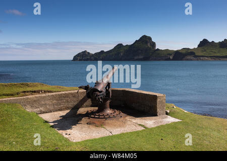 Canon auf Hirta, St Kilda Archipel, Großbritannien Stockfoto