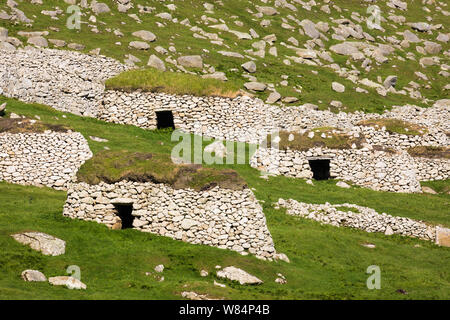 Verlassene Häuser auf Hirta, St. Kilda Stockfoto