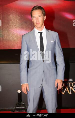 Englisch Schauspieler Benedict Cumberbatch besucht eine Premiere für seinen neuen Film 'Doctor Seltsam" in Hongkong, China, 13. Oktober 2016. Stockfoto