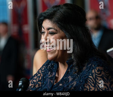 Asbury Park, NJ - 7. August 2019: gurinder Chadha besucht Premiere von 'Im Licht' bei Paramount Theater Blind Stockfoto