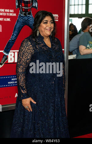 Asbury Park, NJ - 7. August 2019: gurinder Chadha besucht Premiere von 'Im Licht' bei Paramount Theater Blind Stockfoto